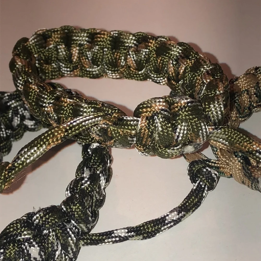 Lot Of 3 Paracord Braided Wrap Adjustable Bracelets